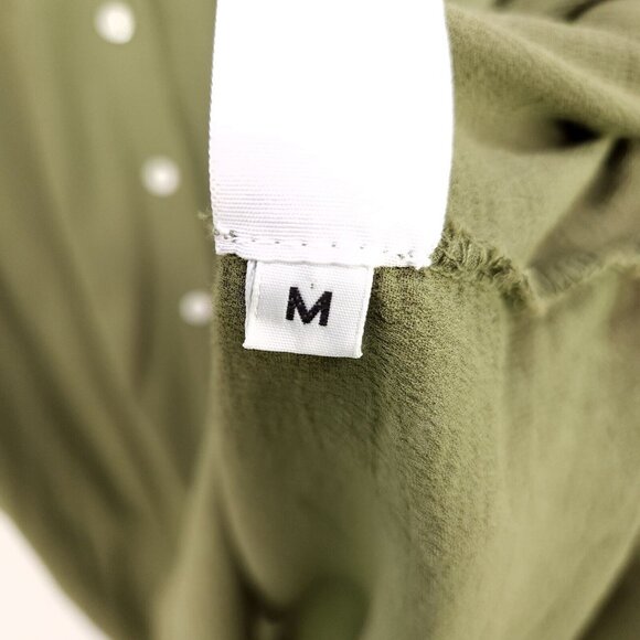 9Seed Long Shirt Dress Maxi Button Up Semi Sheer Medium Green Collard Made USA - Picture 13 of 14